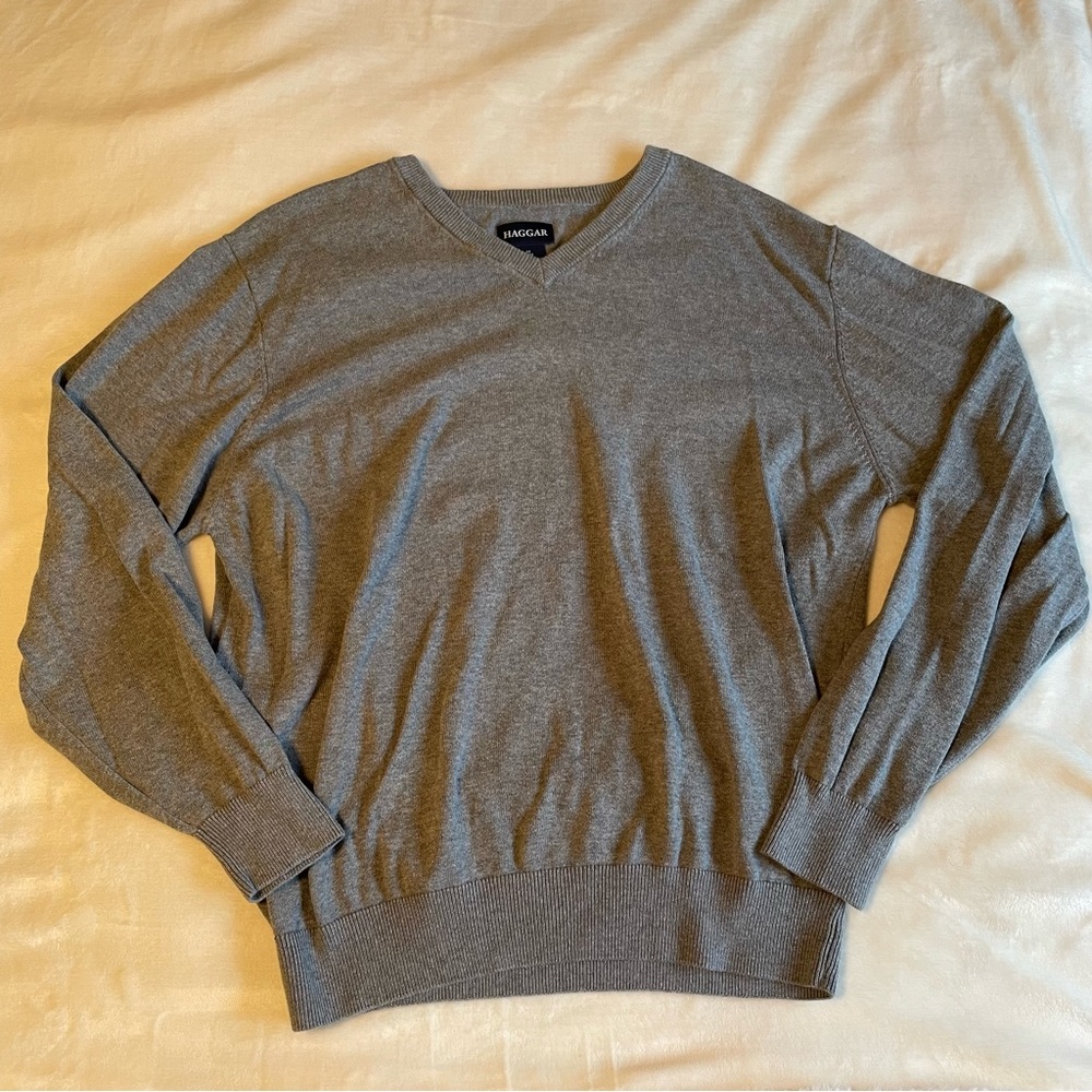 Haggar Grey Pullover V-Neck Sweater